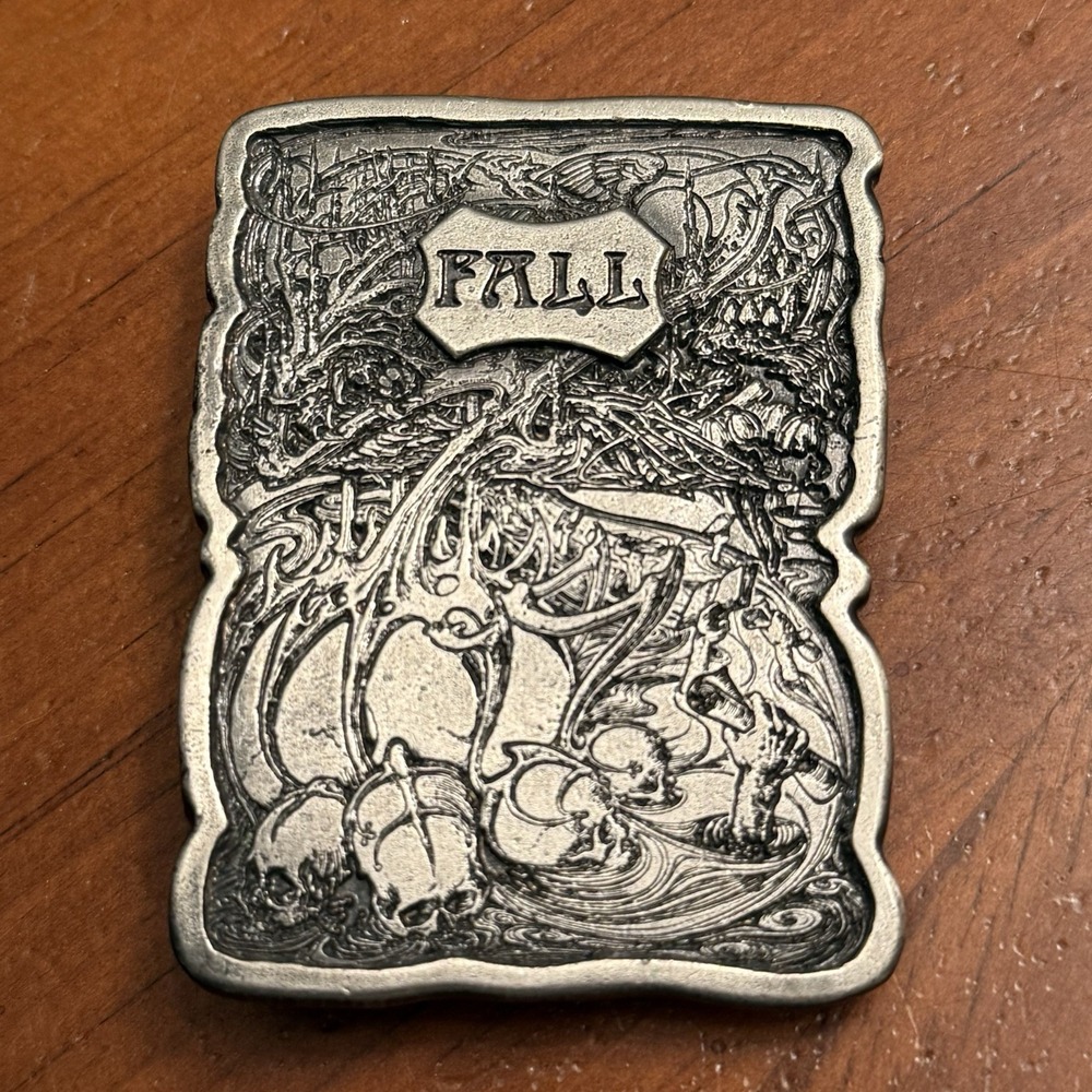 Bergamot Brass Works 1974 Fall Harvest Pumpkin Skull Goth Belt Buckle Vintage